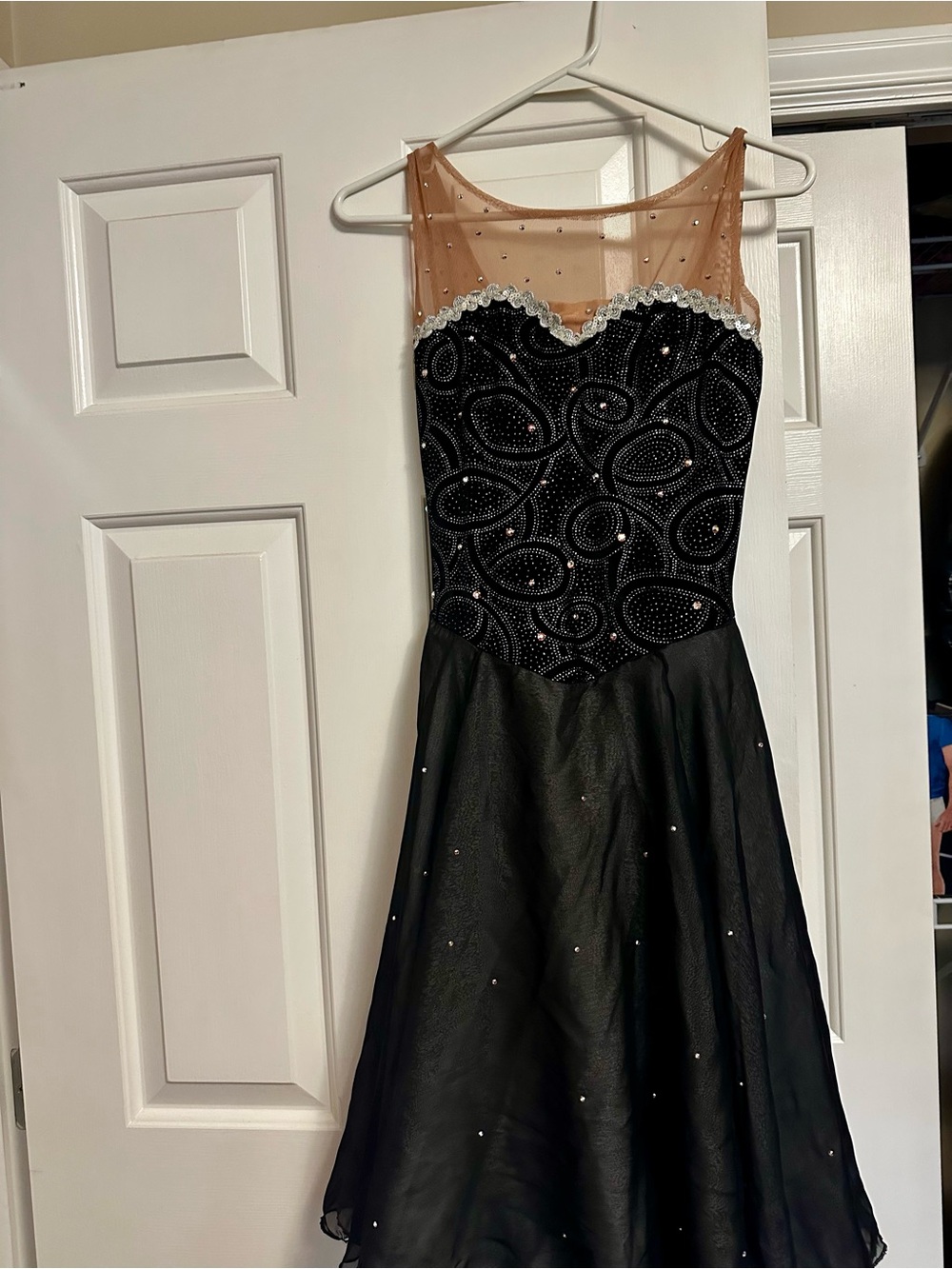 Black with sparkles and Mesh Bodice figure skating Dress